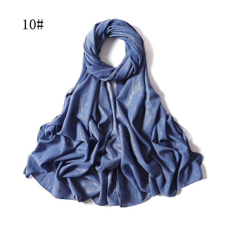 New Style Women's Silver Pearl Chiffon Long Scarf