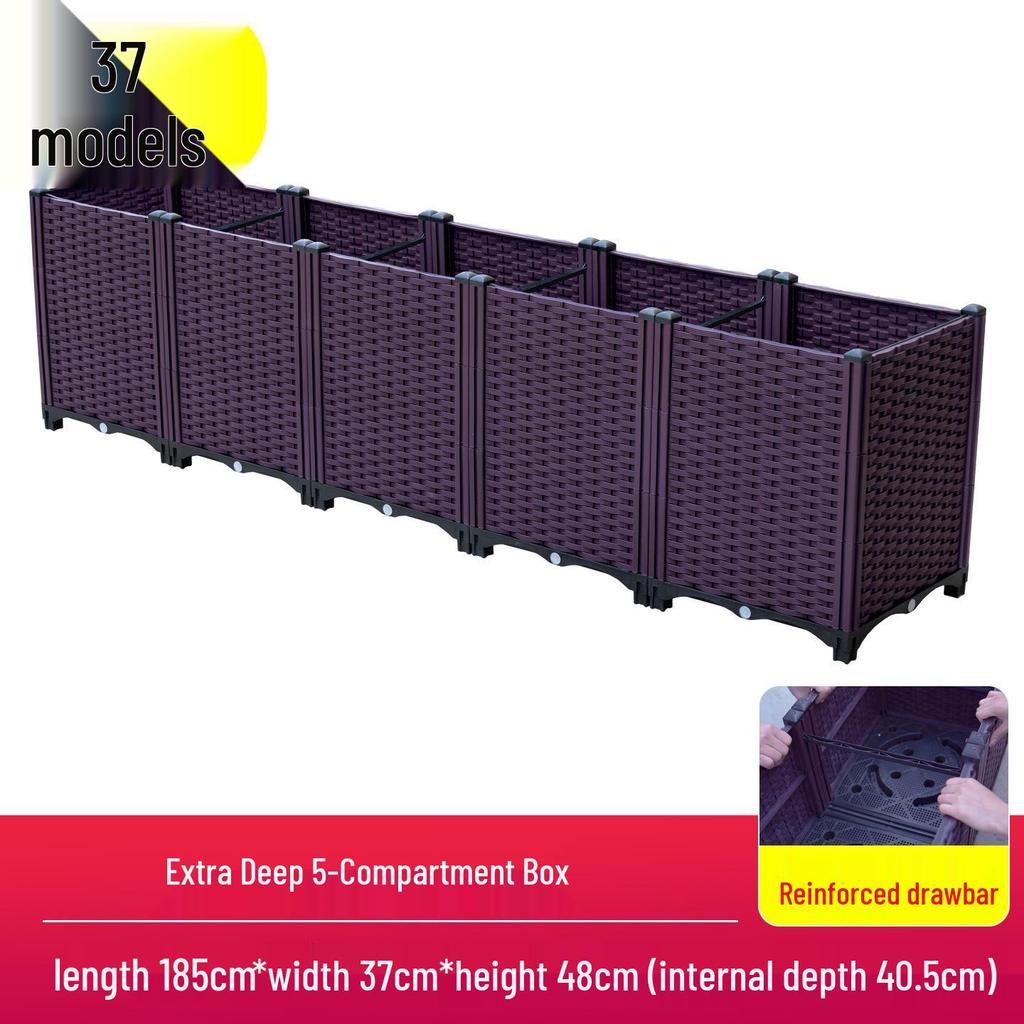 Outdoor Flower & Vegetable Planter: Large Rectangular Plastic Box for Balcony & Rooftop Gardening