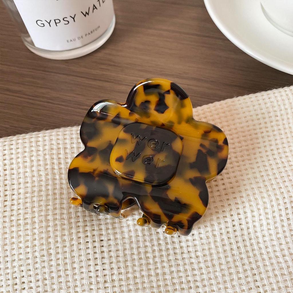 Korean Style Large Acetate Flower Hair Clip - Letter Claw for Bun, Ponytail, or Back-of-Head Style