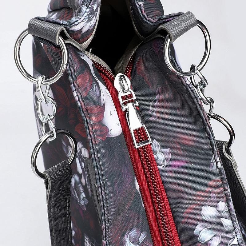 Vintage Gothic Waterproof Oxford Shoulder Bag Aesthetic Skull Print Purses Women Handbag Large Capacity Messenger Totes MIT