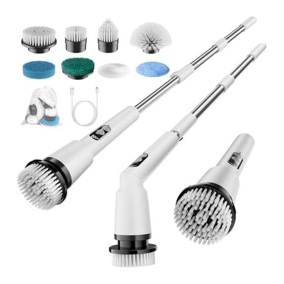 Klibrash Bath Polisher Electric Bath Cleaning Brush with 8 Switching Brush LED Display Power Display 3 Speeds Powerful Motor Can be used continuously