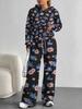 Flowers European, American Autumn and Winter Casual Long-sleeved Suit Women's Hooded Sweater Trousers Two-piece Set