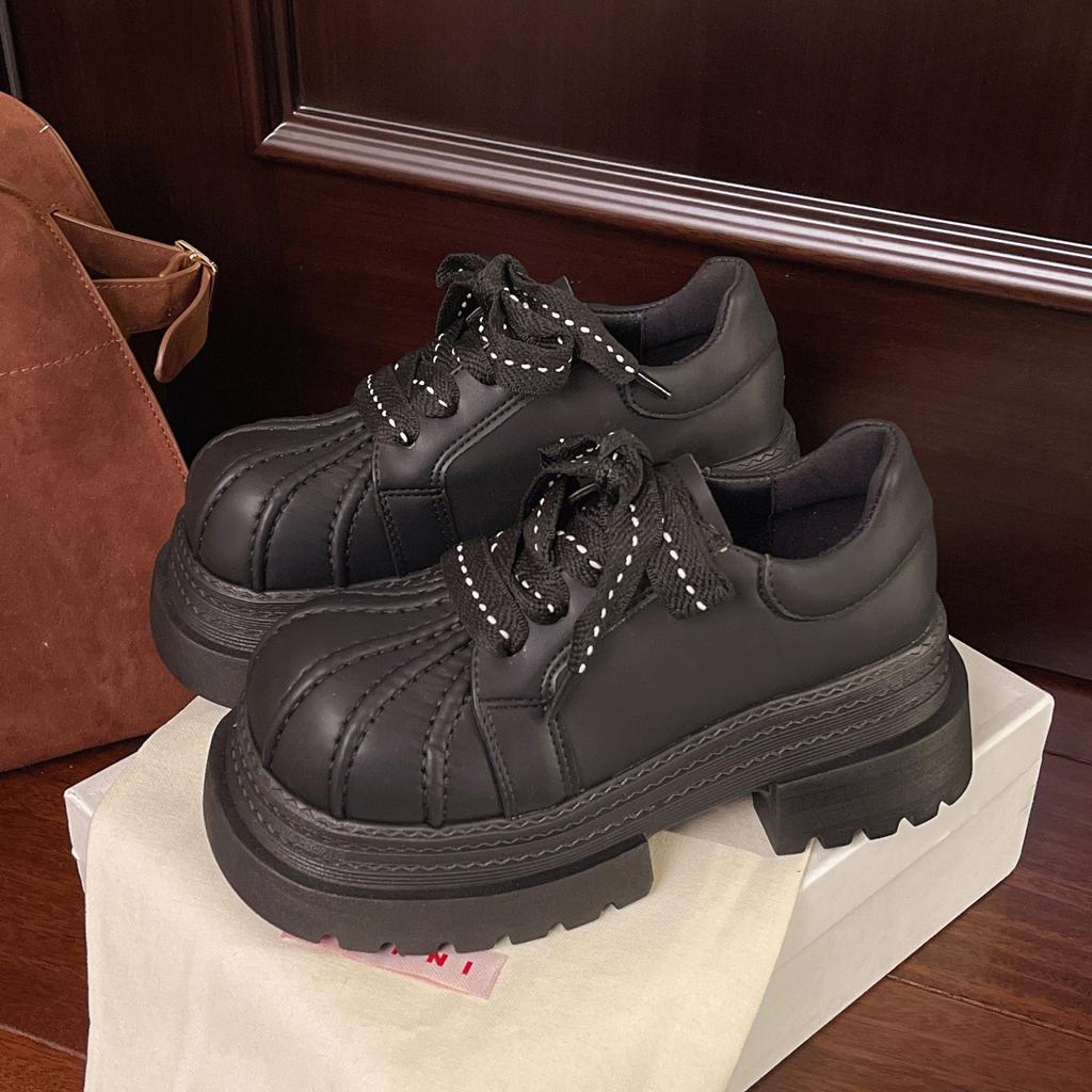 Muffin ugly cute YYDS niche thick-soled small leather shoes sweet cool women loafers heightening small big head wind single shoes