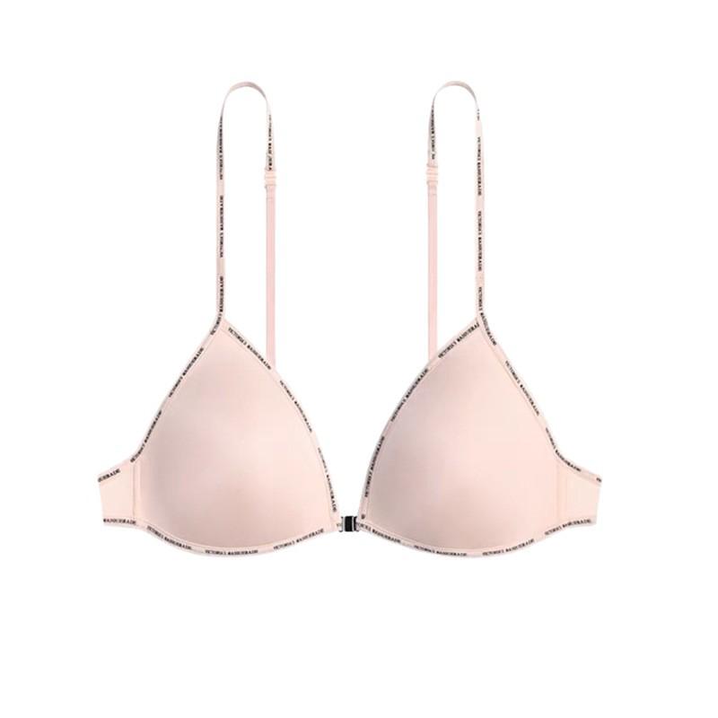 Front Buckle Halterneck Invisible Triangle Cup Bra for Women - Strapless, Low Back, Thin Straps, Summer Style for Small Busts.