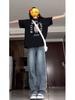 Women's Winter Retro Blue High-Waisted Wide-Leg Jeans - Slimming, Height-Enhancing, Petite Straight-Leg Trousers