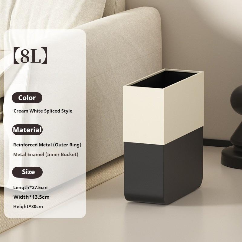 Metal Lidless Trash Can Modern Minimalist Garbage Bin Nordic Walnut Wood Household Trash Cans Bathroom Cleaning Tools Accessory