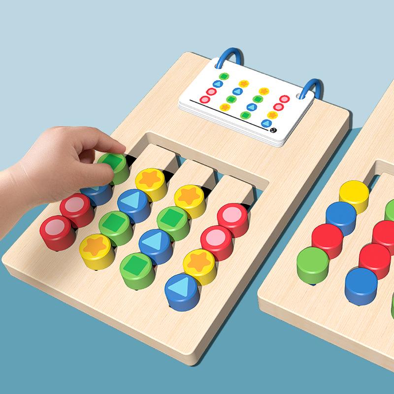 Four-Color Double-Sided Wooden Educational Game for Early Learning and Color Recognition