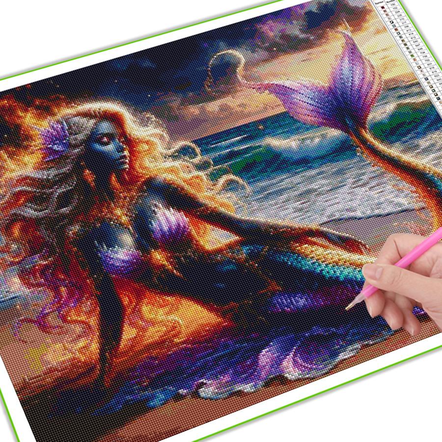 Diamond Painting New Collection Mermaid Diy Full Square Round Drill Rhinestone Embroidery Sea Natural Scenery Mosaic Cross Stitch Kits