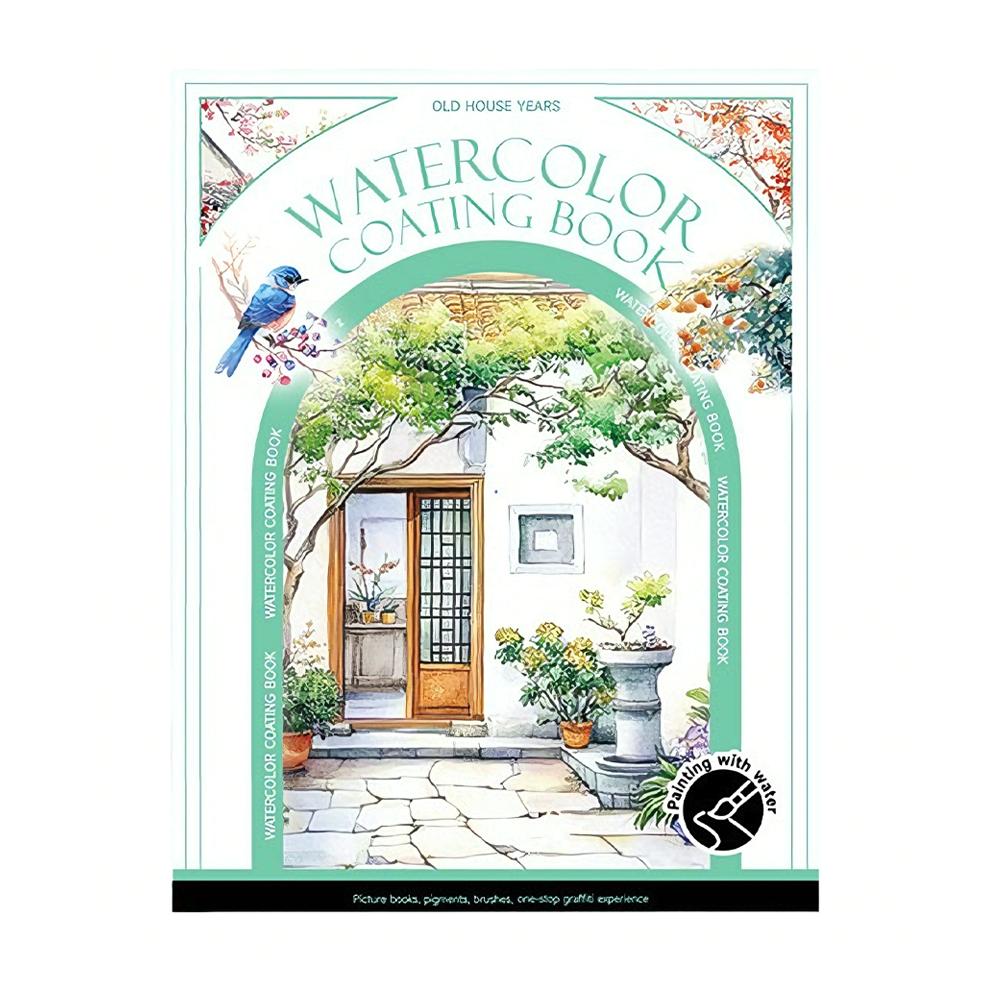 Travel Watercolor Painting Set with Tri-Fold Book, Built-in 12 Colors & Stress Relief Note Paper for DIY Art Folding Book