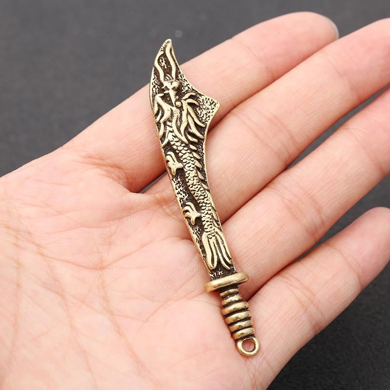 Antique Bronze Dragon Tachi Keychain Pendant