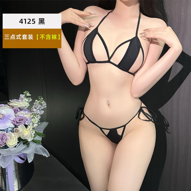 

Сексуальное нижнее белье, сексуальный купальник из ледяного шелка, трехточечное бикини, трансграничная доставка, большие размеры для полных девушек, можно носить 4125. one size fits all [recommended 40-72.5kg]