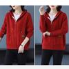 Cárdigan de Punto de Lana con Capucha de Color Sólido Otoño Mujeres Suéter de Manga Larga Holgado Cremallera Prendas de Punto Abrigo
