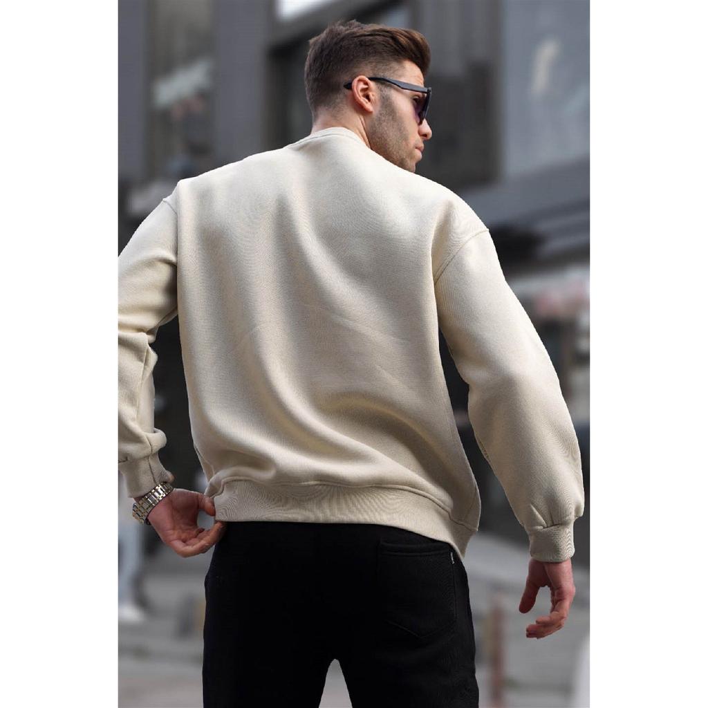 Smoked Rundhals Oversize Basic Herren Sweatshirt 6048