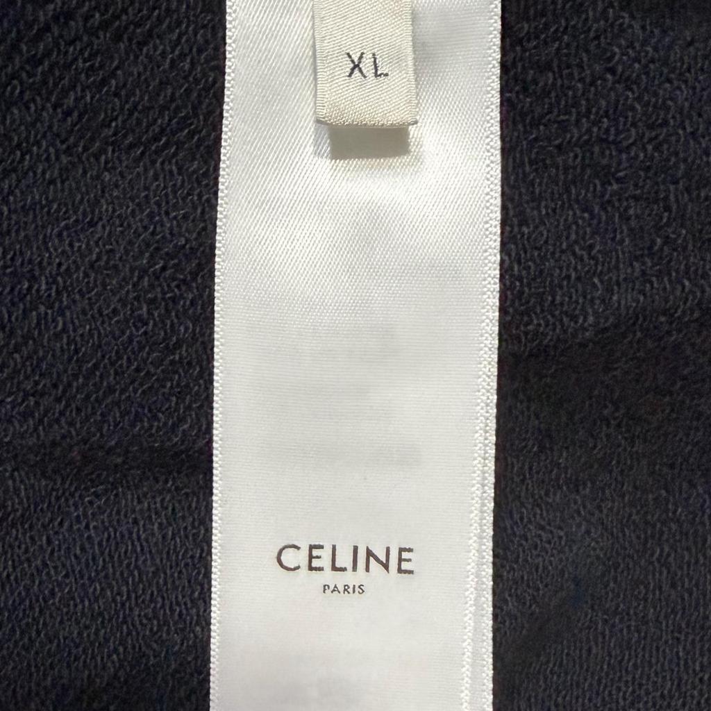 CELINE Front Logo Loose Hoodie Black Men's Size XL Model 2Y321670Q