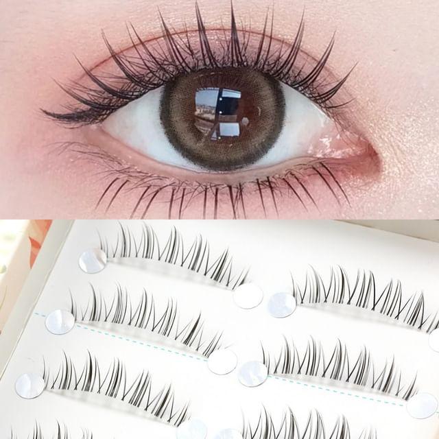 Mogugu - Set of 10: Natural Wispy False Eyelashes 10 Pairs - Black - 0.9cm