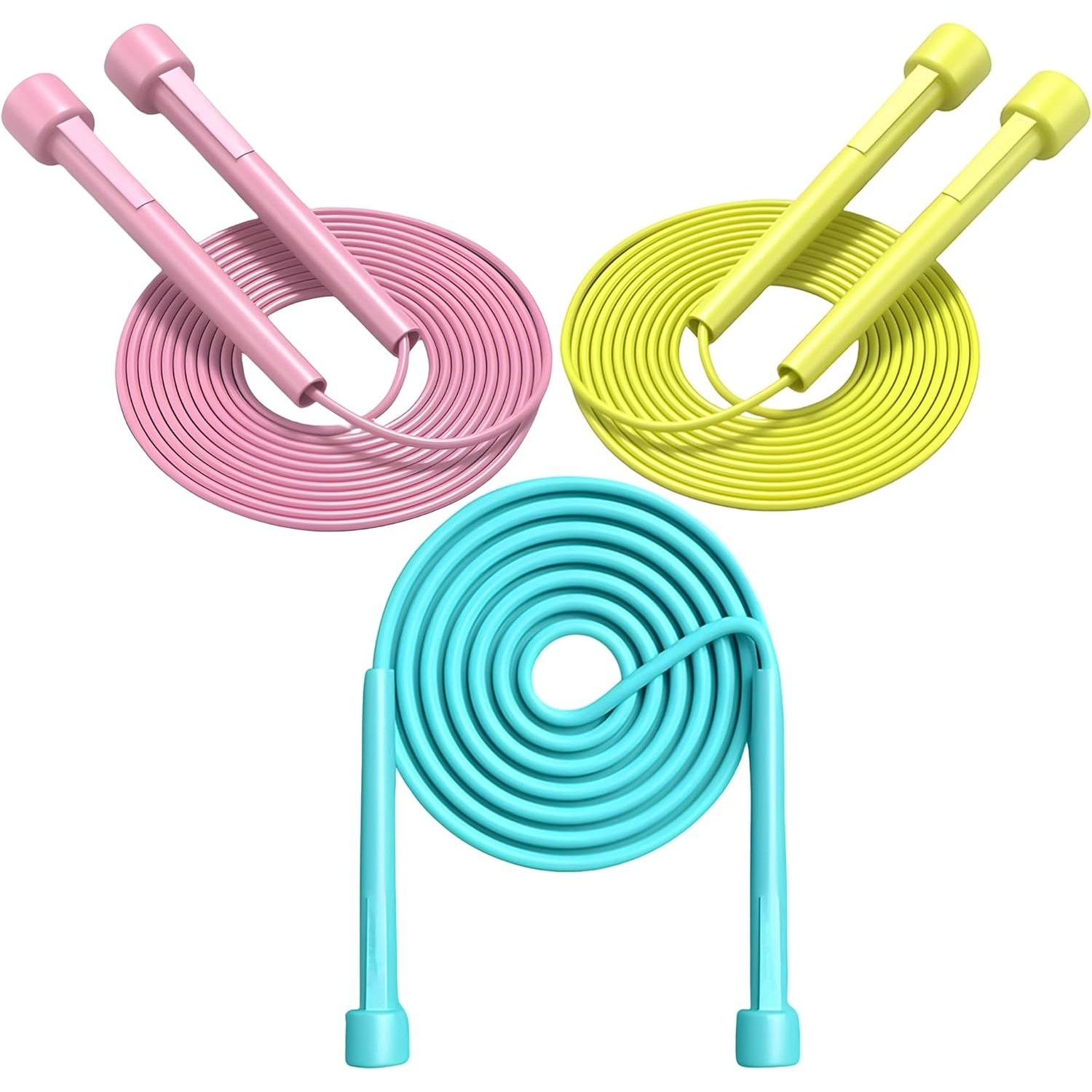 Kids Jump Rope,3-Pack Set, Jump Rope for Kids 8-12,Beginners,and Adults - Lightweight,Tangle-Free, Adjustable PVC Rope - Jump Rope Kids S3