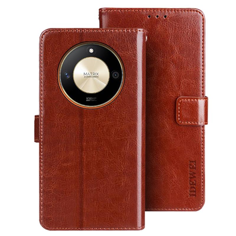 IDEWEI For Honor X9b 5G/Magic6 Lite 5G/X50 5G Magnetic Phone Case PU Leather Shockproof Cell Phone Cover