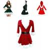 Festive Women's Girls Santa Claus Christmas Costume With Soft Velvet And Faux Fur Trim
