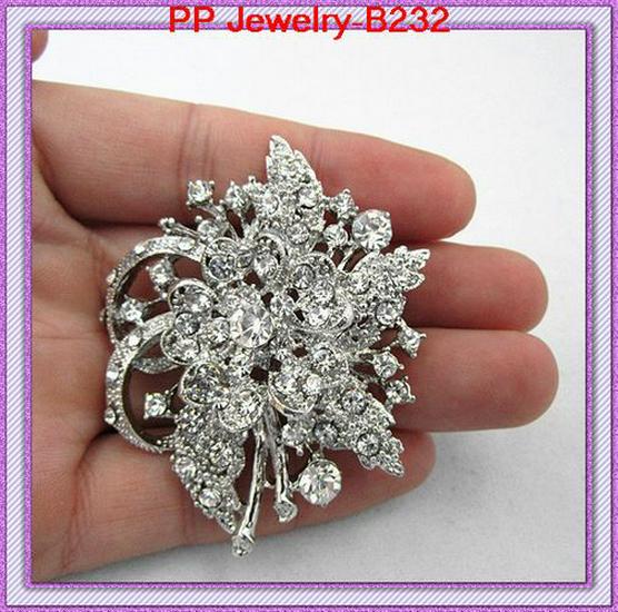 Elegant Crystal Rhinestone Floral Brooch for Bridal Bouquet Decoration Unisex
