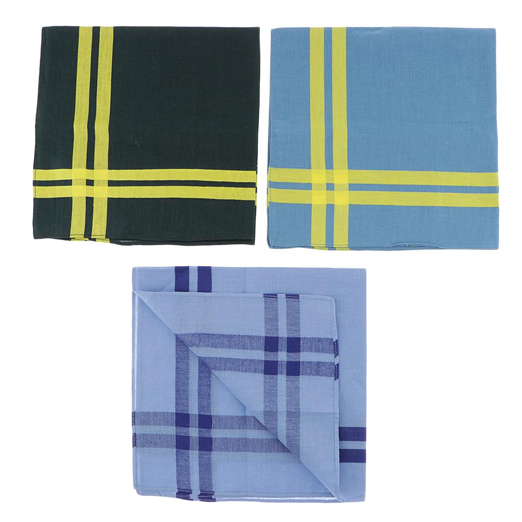 Buy 3x Mens Handkerchiefs 100 Cotton Pocket Hankies Hanky Party