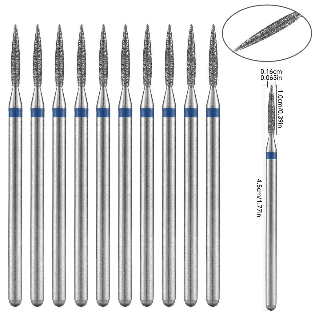 10PCS Diamond Nail Drill Bit Set Electric Milling Cutters For Manicure Rotary Burr Cuticle Clean Manicure Drill Accessories