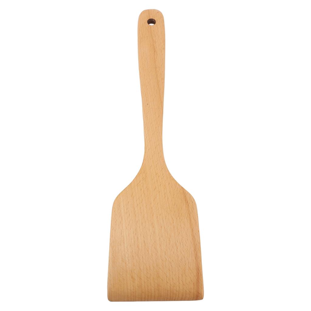 2PCS Wooden Spatula Cooking Turner Beech Wood Long Handle Wide Flat Frying Spatula for Kitchen Cookware
