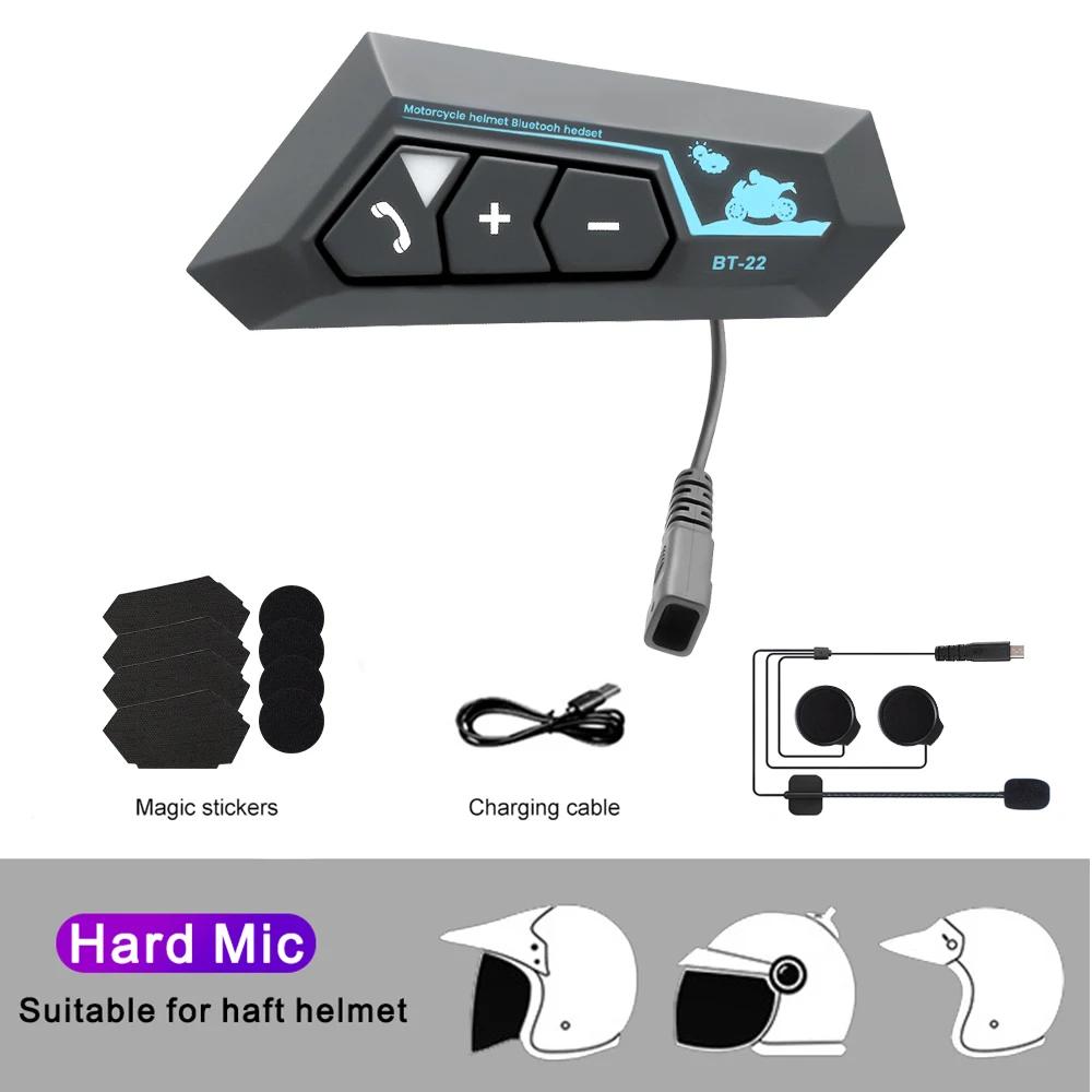 BT22 Bluetooth Motocyklová Helma Headset Sluchátko Bezdrátové Motorové Kolo Handsfree Stereo Sluchátko Reproduktor S Měkkým Mikrofonem