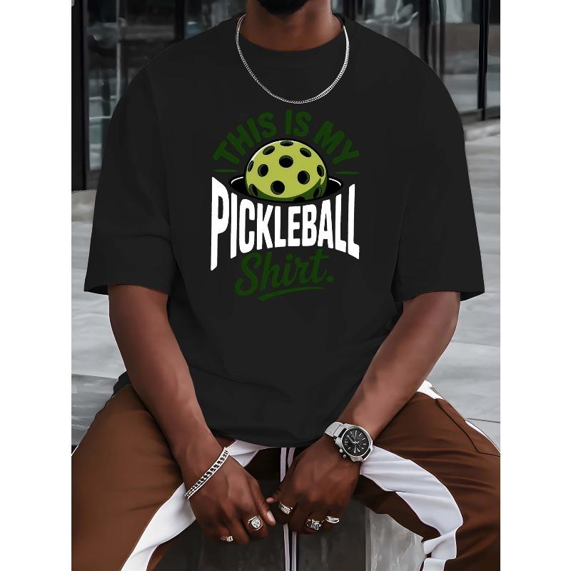 European Sizes Pickleball Men's T-shirts Printed T-shirts , Round Neck Short-sleeved Suits for Street Fashion and Gym Workouts