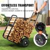Firewood Log Cart, 113.4 kg Capacity, Outdoor and Indoor Wood Rack Storage Mover with PU Wheels & Waterproof Cloth, Heavy Duty Steel Dolly Hauler,