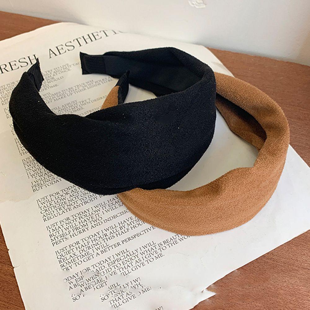 Wide Hairband Vintage Solid Color Women Headband Sweet Hair Hoop Suede Korean Style Hair Hoop