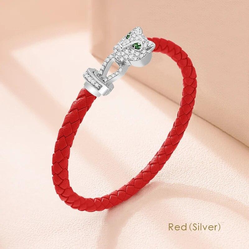 Bracciale in Corda Lavorata a Maglia con Fibbia a Ferro di Cavallo per Donna, Set con Squisiti e alla Moda Gioielli Zirconi Regalo