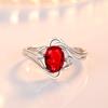 Retro Rings  Copper Jewelry Oval Created Ruby Zircon Gemstone Open Finger Ring For Women Wedding Engagement Promise Party