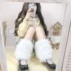 Furry Leg Warmers Y2K Goth White Faux Fur Leg Warmers Boot Covers Lady Cute Jk Knee-length Hipster Warm Sock Fashion Socks