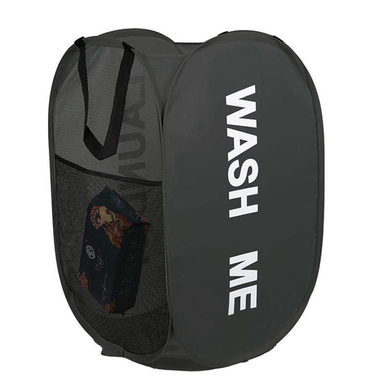 Folding Laundry Basket With Handle Clothes Toy Storage Basket Mesh Breathable Household Laundry Hamper Organizer