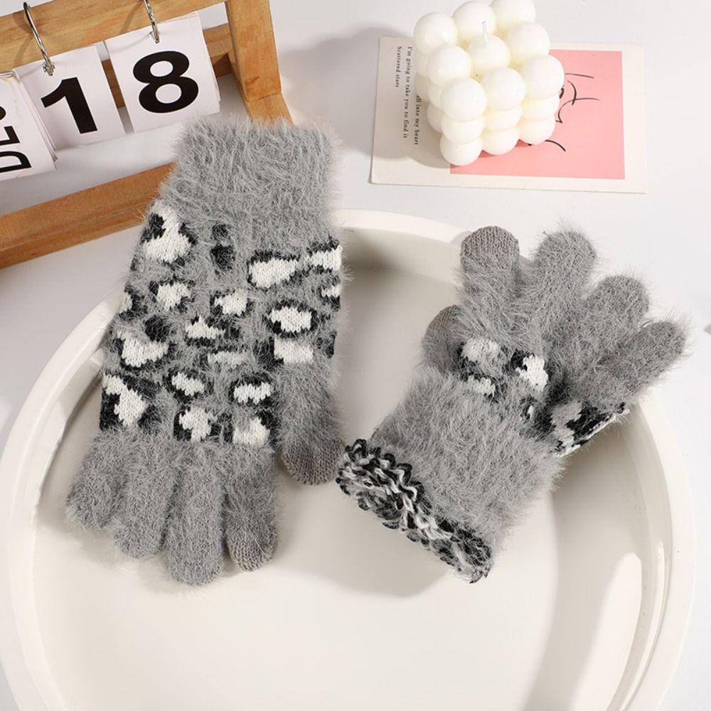 Touchscreen Warme Handschuhe Leopardenmuster Studentenhandschuhe Warme Skihandschuhe Outdoor Radfahren