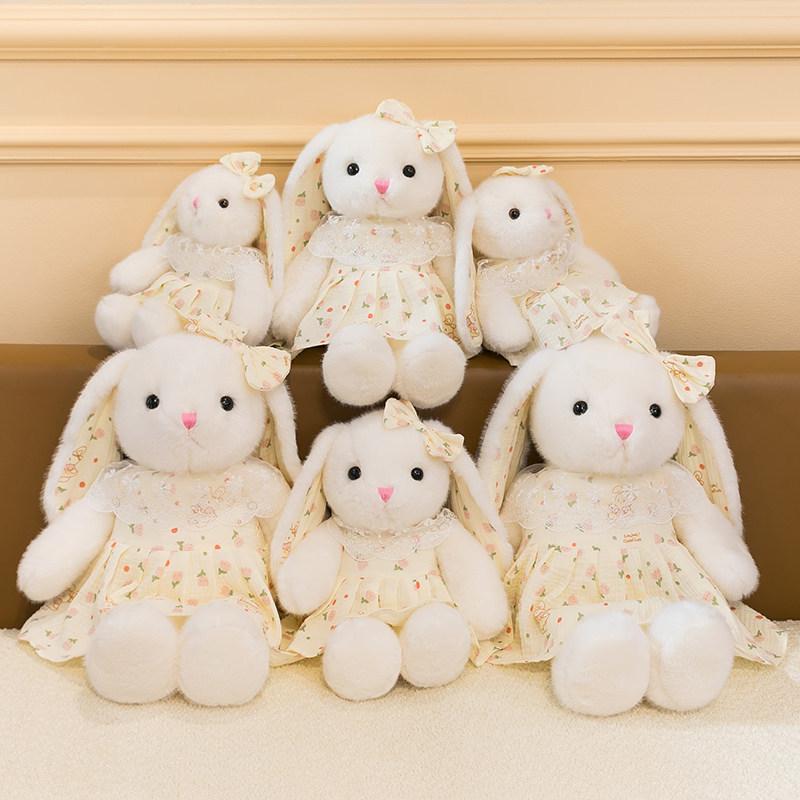 Bambola Coniglietto di Peluche con Vestito Floreale per Bambini e Regalo