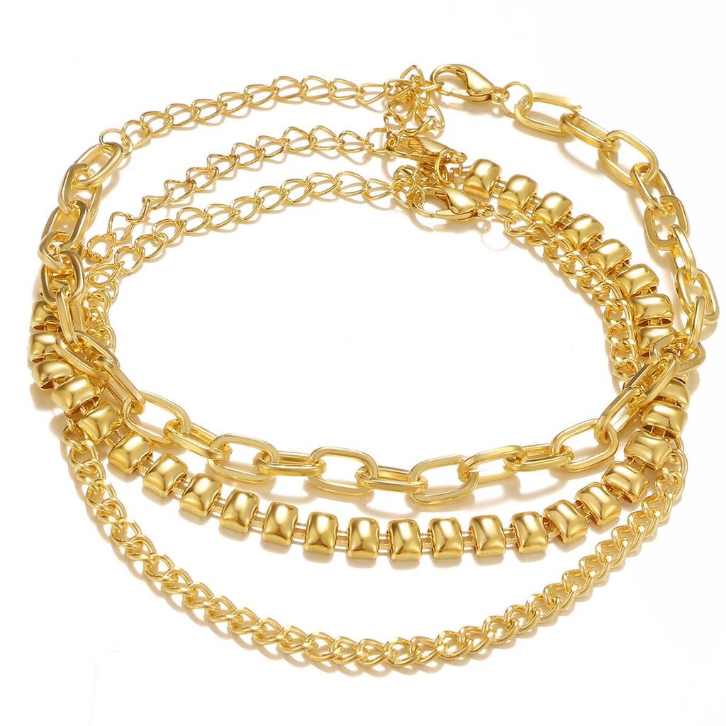 Retro Thick Chain Bracelet Set - Retro Bracelets - Women's Hand Chain Set