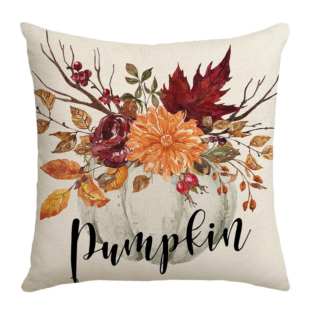 New Autumn Thanksgiving Throw Pillow Cover Pumpkin Garland Home Decor Supplies Linen Throw Pillow Cover