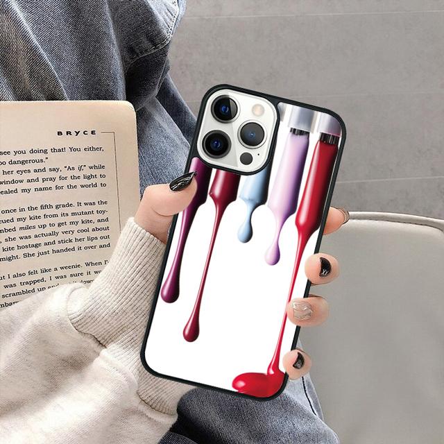 Nagellack Collage Handyhülle Cover für iPhone 17 Air 16 16e 15 13 14 11 12 Pro Max Plus coque fundas Schale