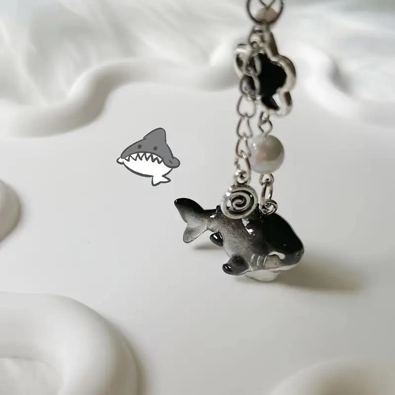 2pcs Y2k Cute Simulation Marine Animal Shark Chain For Mobile Phone, Ccd Camera, Small Decoration Pendant Accessories