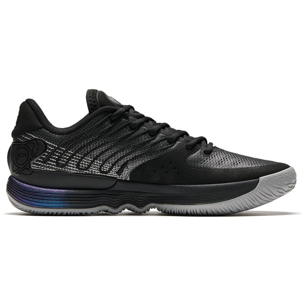Men's Sneakers Anta ZAP 2 Dark Knight Triple Black Cushioning Abrasion Resistant Low top Basketball Shoes