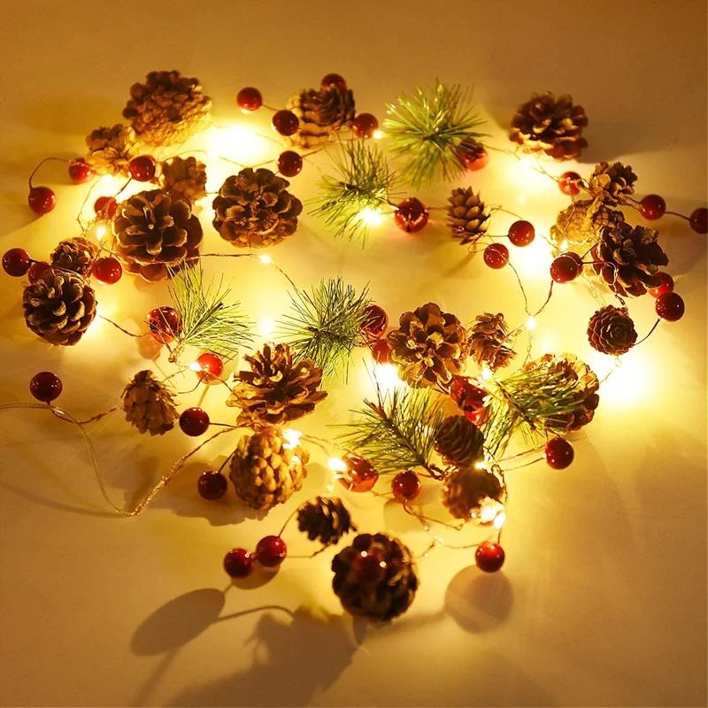 

Christmas LED String Light Outdoor Waterproof Pine Cone Light Battery Box LED Copper Wire Fairy Garland Patio Decorate Lamp 2m 20LED-1PC