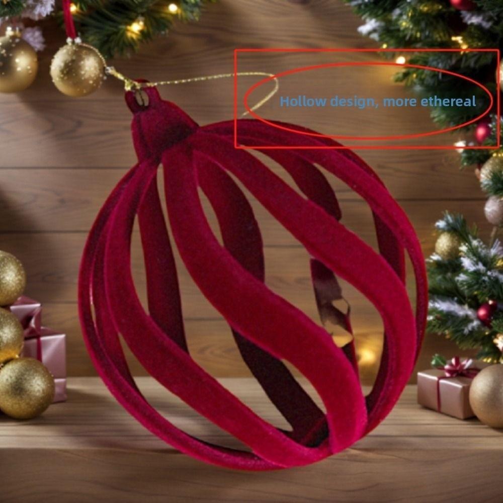 4pcs Flocked Christmas Tree Pendant Delicate Xmas Hanging Ornament Velvet Christmas Ball  Shop