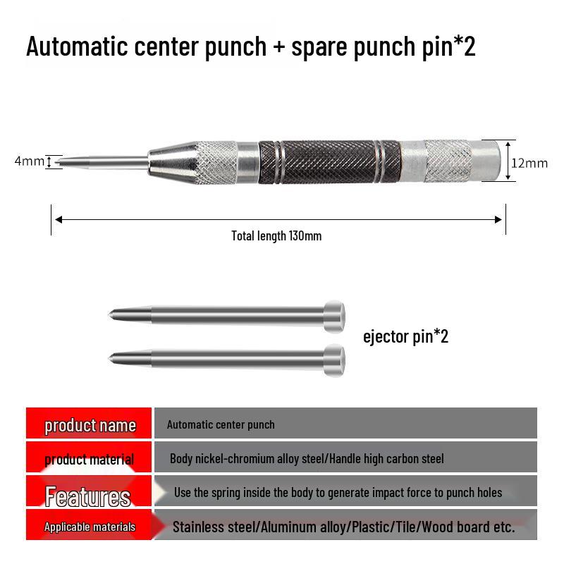 Pro-Grade Centering & Rounding Punch with Alloy Chisel Head for Machinists and Drilling
