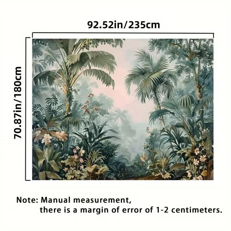2D Soft Pastel Tropical Forest Backdrop, 2D Botanical Jungle Decor