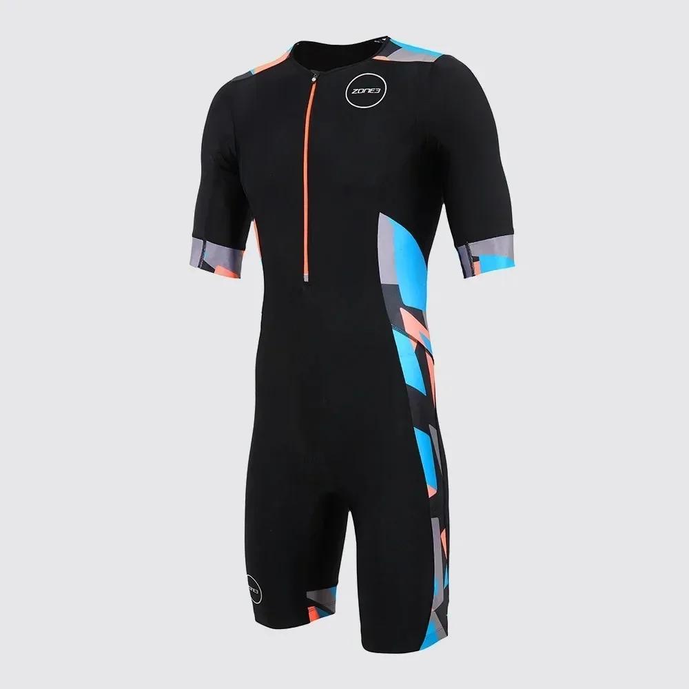 Zone3 Nový styl Pánský triatlonový oblek Závodní oblek na triatlon Aerodynamický overal Ropa Ciclismo Hombre Cyklistický skinsuit Plavecké a běžecké oblečení