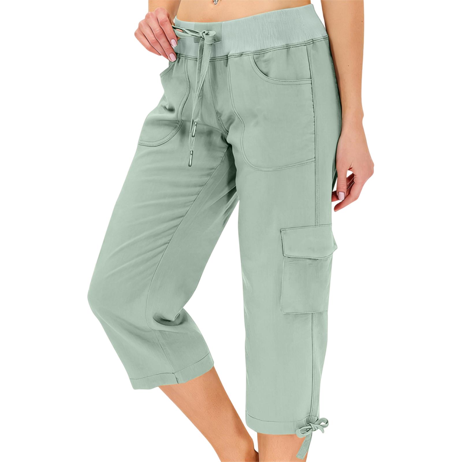 Women s Loose Casual High-Waist Elastic Double Pocket Lightweight Hiking Pants XXL