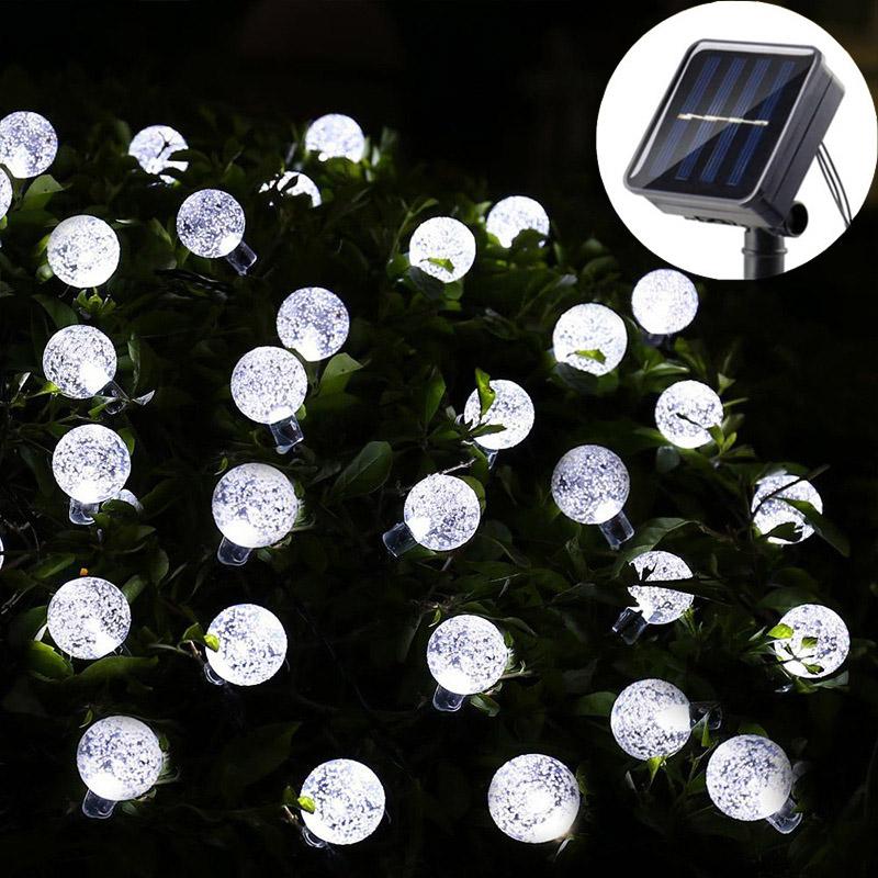 1pc Solar-Powered Bubble Ball LED String Light 20/50/100LED Waterproof Outdoor Garden Corridor Courtyard Ramadan Decoration
