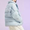 Li Ning Sports Fashion Series Solid Color Warm Stand Collar Short Down Jacket Women Jacket Blue AYMR506-3