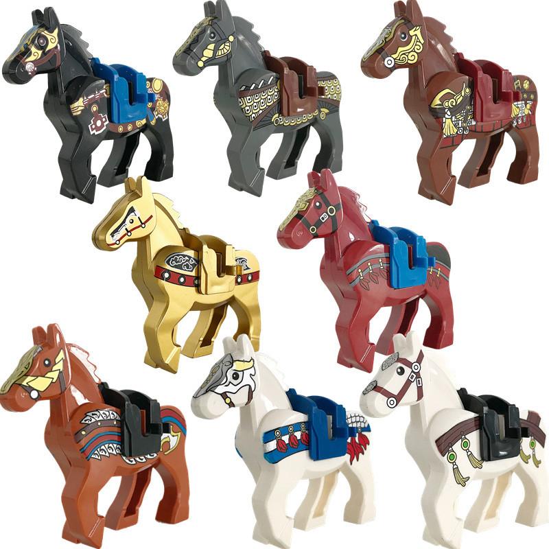 Medieval Soldier Figures Building Block War Horse Jungle Adventure Beast War Wolf Military Waffen Helmet  Armor Sets Blocks Toys
